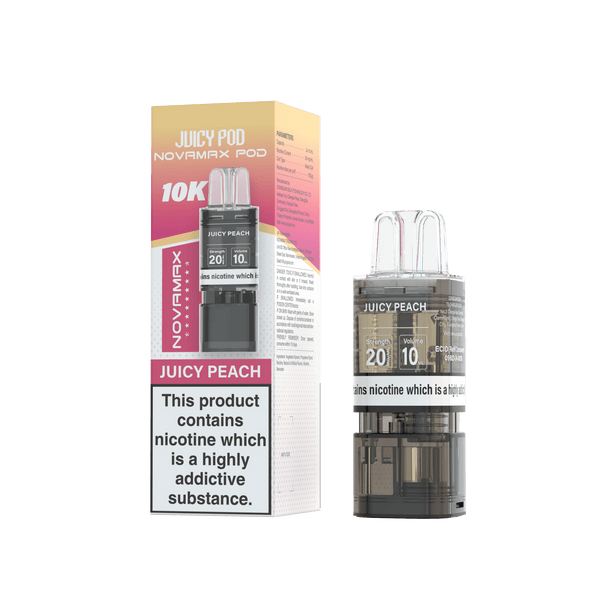 Juicy Pod Novamax 10k Replacement Pods, Juicy Peach Flavour
