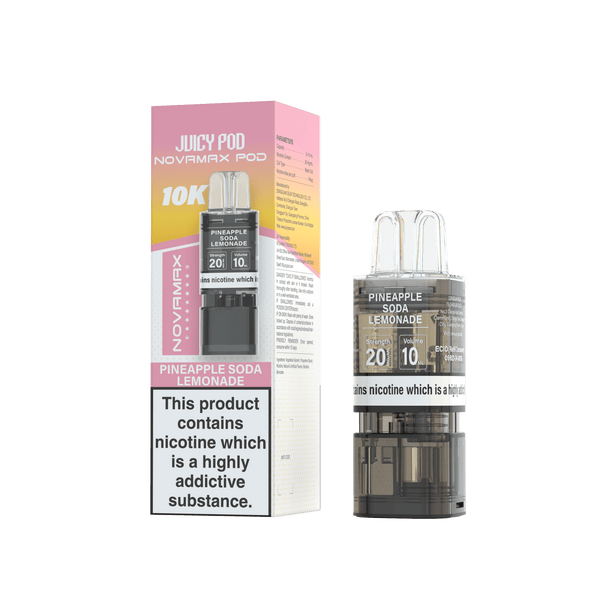 Juicy Pod Novamax 10k Replacement Pods, Pineapple Soda Lemonade Flavour
