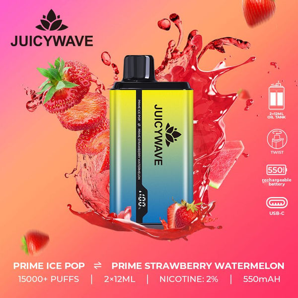 Juicy wave 15000 Puff Prefilled Vape Pod Device 20 MG, Prime Ice Pop Flavor