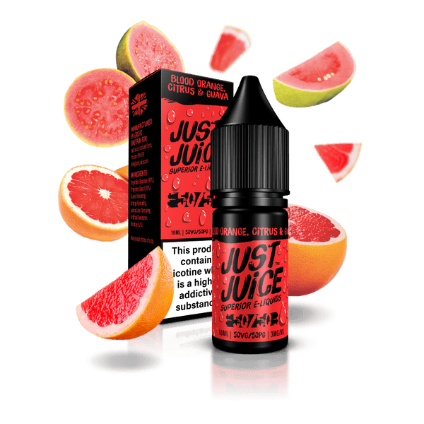 Just Juice 10ml E Liquid 50 50 Pack of 5, Blood Orange Cirtus Guava Flavor