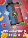 OG SMASH DUO 16000 Puff Prefilled Vape Pod Kit, Peach Mango Watermelon , Blue Razz Ice Flavor