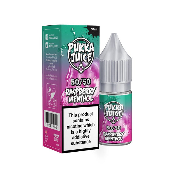 Pukka Juice 10ml Nic Salt E Liquid, Pack of 10, Raspberry Menthol Flavor