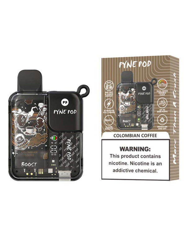 Pyne Pod Boost 8500 Puffs Prefilled Vape Kit Pack of 5, Colombian Coffee Flavor