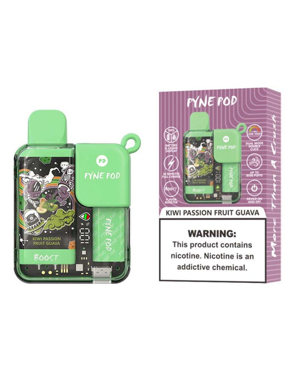 Pyne Pod Boost 8500 Puffs Prefilled Vape Kit Pack of 5, Kiwi Passion Fruit Guava Flavor