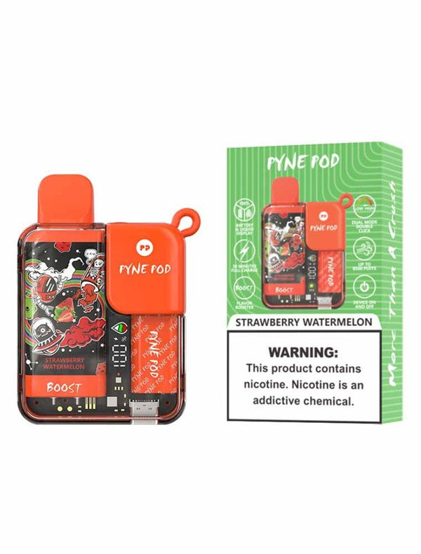 Pyne Pod Boost 8500 Puffs Prefilled Vape Kit Pack of 5, Strawberry Watermelon Flavor