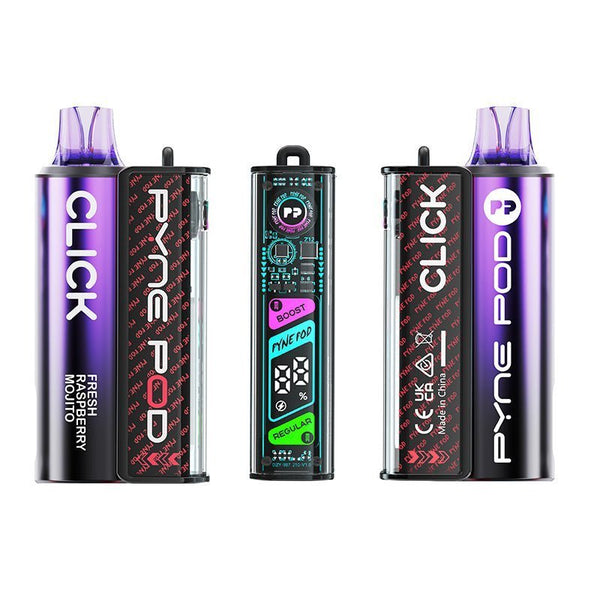Pyne Pod Click 10K Starter Kit Box of 5, Fresh Raspberry Mojito Flavor