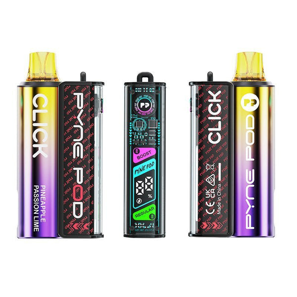 Pyne Pod Click 10K Starter Kit Box of 5, Pineapple Passion Lime Flavor