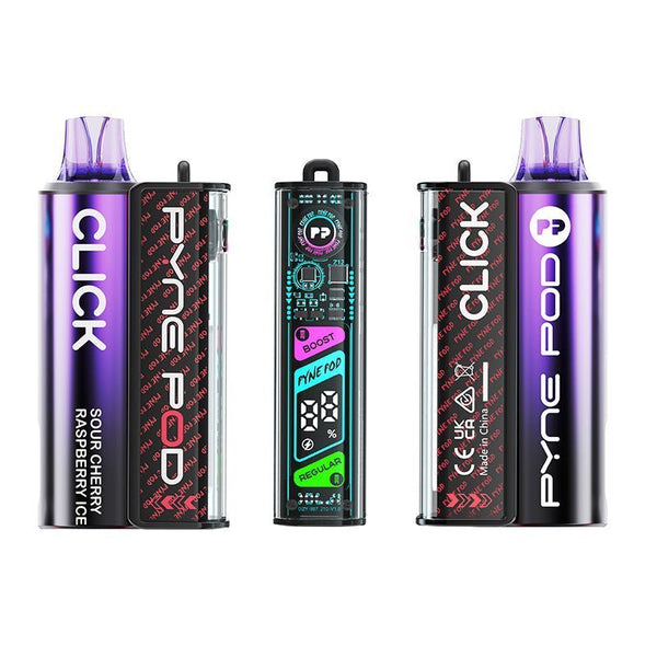 Pyne Pod Click 10K Starter Kit Box of 5, Sour Cherry Raspberry Ice Flavor