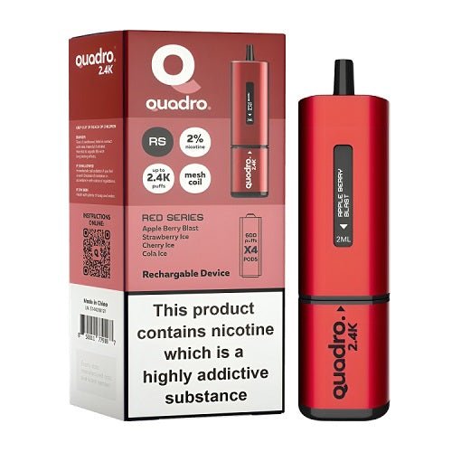 Quadro 4-in-1 2400 Puffs Prefilled Vape pod Device, Apple Berry Blast Flavor