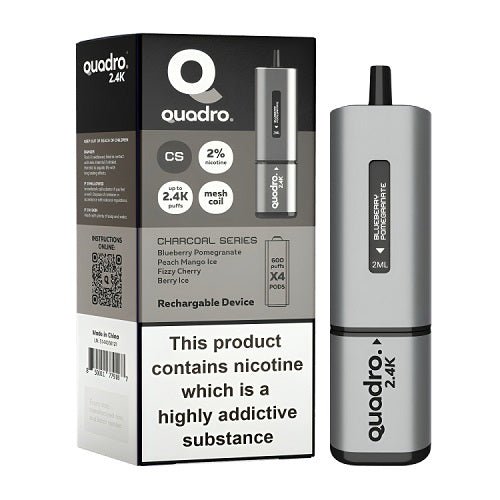 Quadro 4-in-1 2400 Puffs Prefilled Vape pod Device, Blueberry Pomegranate Flavor
