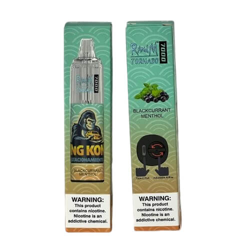 RandM Tornado 7K Prefilled Vape Pod Device Pack of 10, Black Currant Menthol Flavor