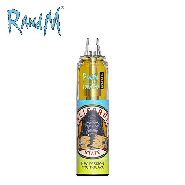RandM Tornado 7K Prefilled Vape Pod Device Pack of 10, Kiwi Passion Fruit Guava Flavor