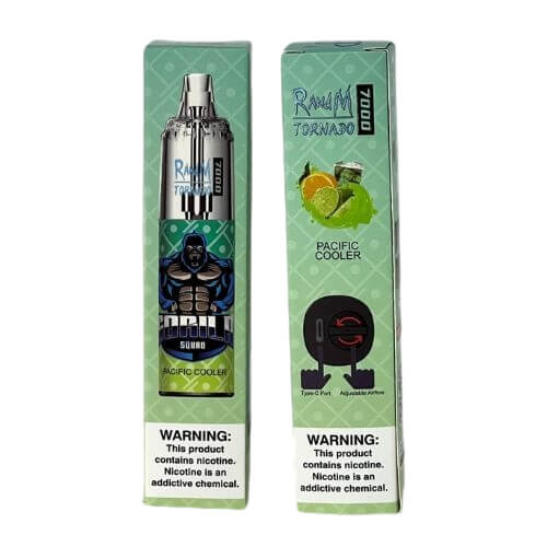 RandM Tornado 7K Prefilled Vape Pod Device Pack of 10, Pacific Cooler Flavor