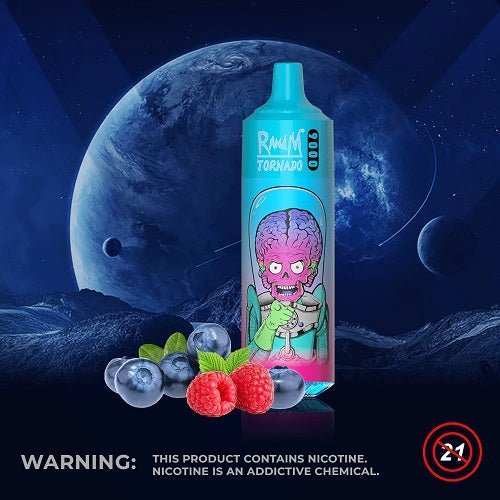 Randm Tornado 9000 Prefilled Vape Pod Device, Blueberry Raspberry Flavor