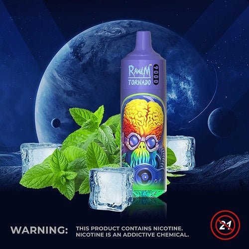 Randm Tornado 9000 Prefilled Vape Pod Device, Cool Mint Flavor