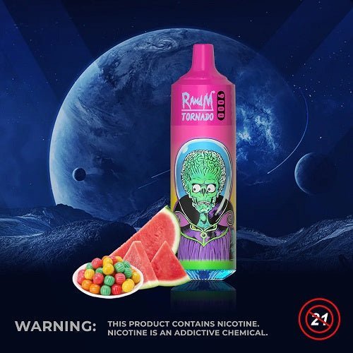 Randm Tornado 9000 Prefilled Vape Pod Device, Watermelon Bubblegum Flavor