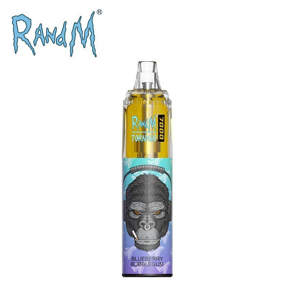 R&M Tornado 7000 Puffs Prefilled Vape Pod Bar Device, Blueberry Bubble Flavor