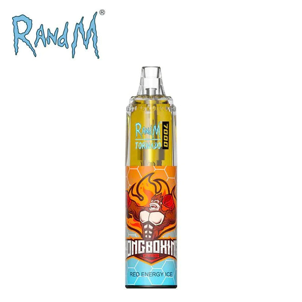 R&M Tornado 7000 Puffs Prefilled Vape Pod Bar Device, Red Energy Ice Flavor