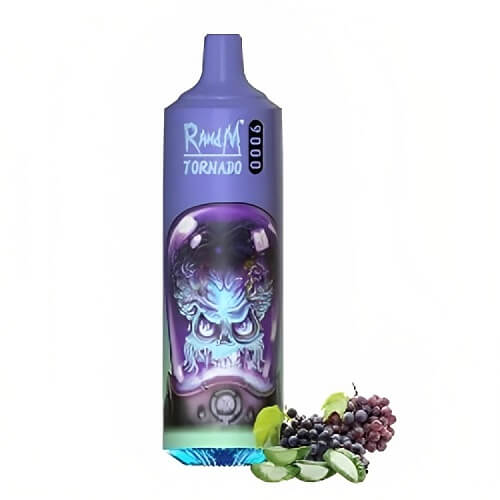 R&M Tornado 9000 Prefilled Vape Pod Device Box of 10, Aloe Grape Flavor