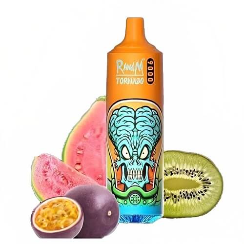 R&M Tornado 9000 Prefilled Vape Pod Device Box of 10, Kiwi Passion Fruit Guava Flavor