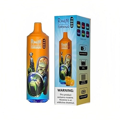 R&M Tornado 9000 Prefilled Vape Pod Device Box of 10, Orange Soda Flavor