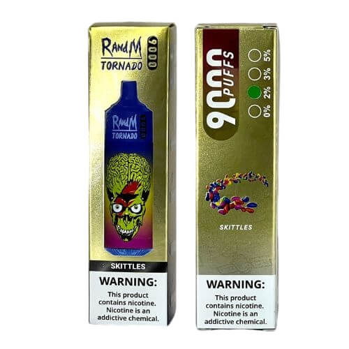 R&M Tornado 9000 Prefilled Vape Pod Device Box of 10, Skittles Flavor