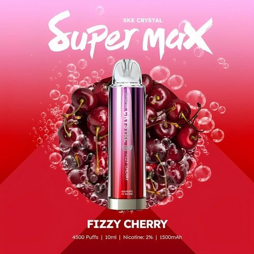 SKE Crystal Super Max 4500 Prefilled Pod Kit Box of 10, Fizzy Cherry Flavor