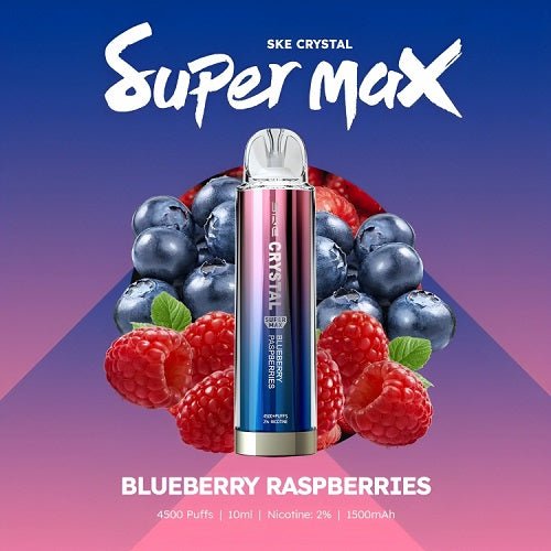SKE Crystal Super Max 4500 Puffs Prefilled Pod Device, Blueberry Raspberries Flavor