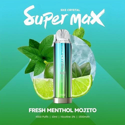 SKE Crystal Super Max 4500 Puffs Prefilled Pod Device, Fresh Menthol Mojito Flavor