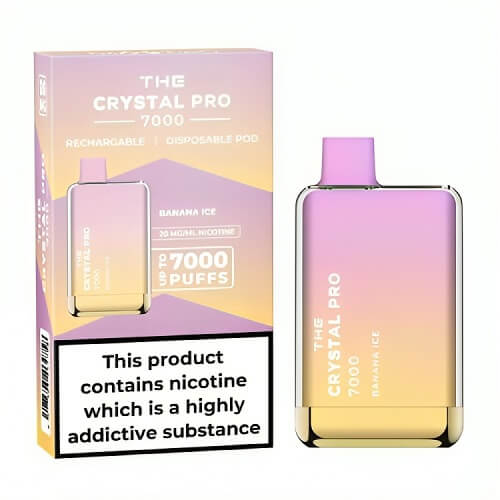 The Crystal Pro 7000 Puffs Prefilled Vape Pod Device, Banana Ice Flavor