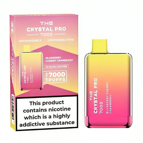The Crystal Pro 7000 Puffs Prefilled Vape Pod Device, Blueberry Cherry Cranberry Flavor
