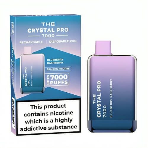 The Crystal Pro 7000 Puffs Prefilled Vape Pod Device, Blueberry Raspberry Flavor