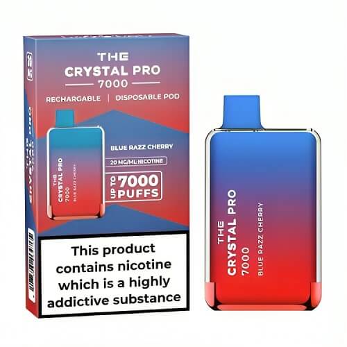 The Crystal Pro 7000 Puffs Prefilled Vape Pod Device, Blue Razz Cherry Flavor