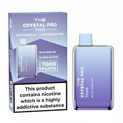 The Crystal Pro 7000 Puffs Prefilled Vape Pod Device, Blue Razz Ice Flavor