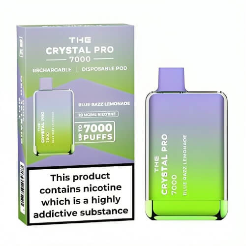 The Crystal Pro 7000 Puffs Prefilled Vape Pod Device, Blue Razz Lemonade Flavor