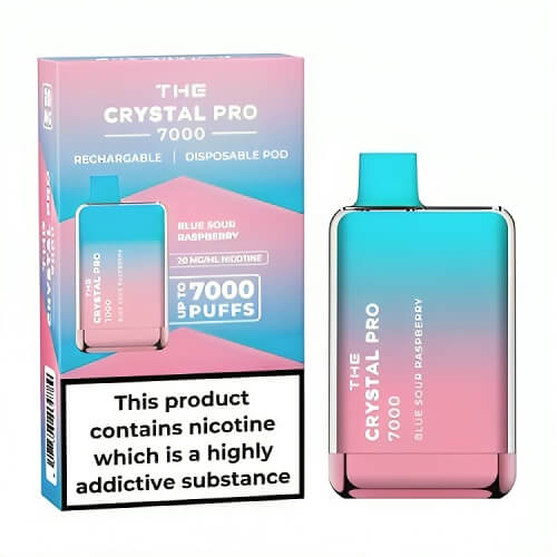 The Crystal Pro 7000 Puffs Prefilled Vape Pod Device, Blue Sour Raspberry Flavor