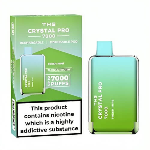 The Crystal Pro 7000 Puffs Prefilled Vape Pod Device, Fresh Mint Flavor