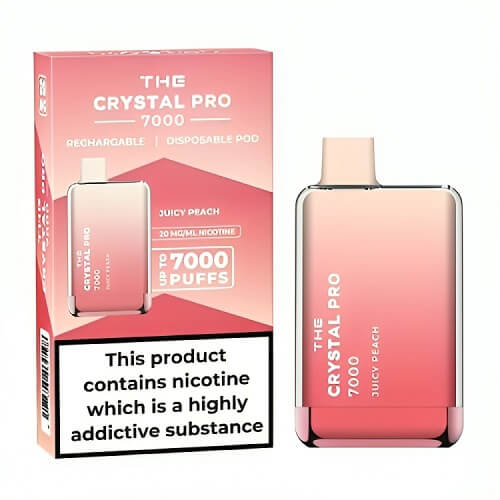 The Crystal Pro 7000 Puffs Prefilled Vape Pod Device, Juicy Peach Flavor