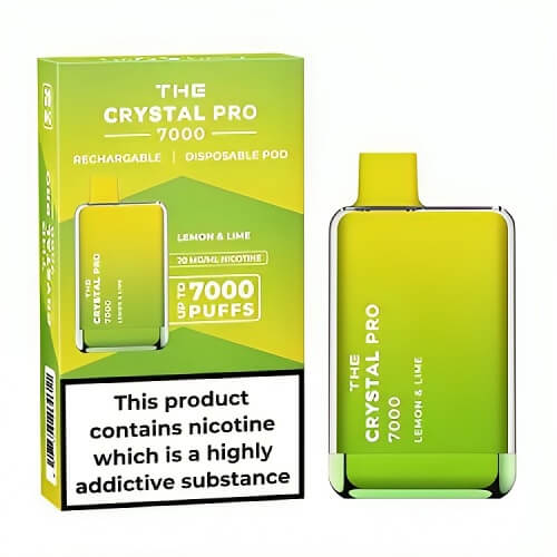 The Crystal Pro 7000 Puffs Prefilled Vape Pod Device, Lemon Lime Flavor