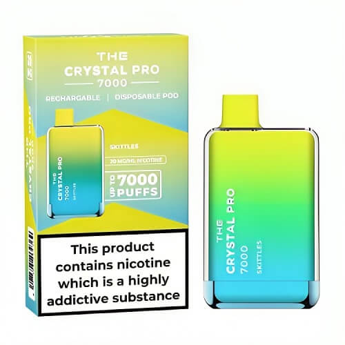 The Crystal Pro 7000 Puffs Prefilled Vape Pod Device, Skittles Flavor