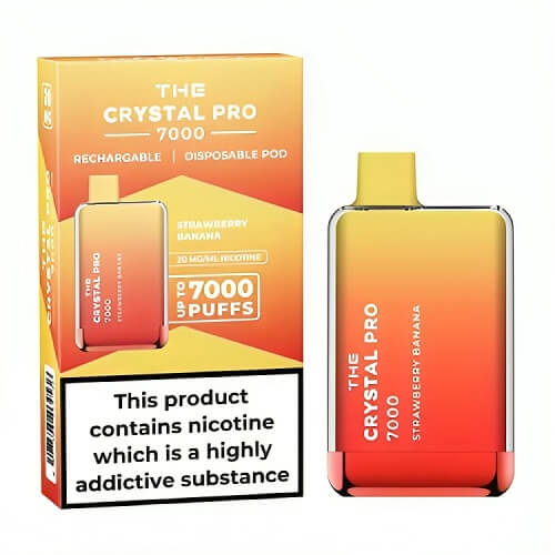 The Crystal Pro 7000 Puffs Prefilled Vape Pod Device, Strawberry Banana Flavor