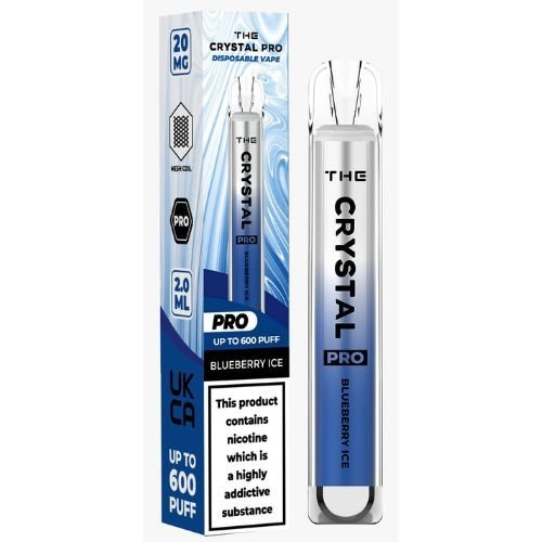 The Crystal Pro Bar 600 Puff Prefilled Vape Pod Device, Blueberry Ice Flavor