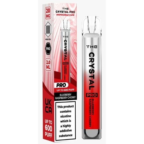 The Crystal Pro Bar 600 Puff Prefilled Vape Pod Device, Blueberry Raspberry Cherry Flavor