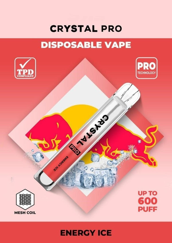 The Crystal Pro Bar 600 Puff Prefilled Vape Pod Device, Energy Ice Flavor