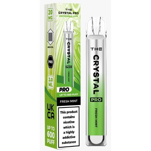 The Crystal Pro Bar 600 Puff Prefilled Vape Pod Device, Fresh Mint Flavor