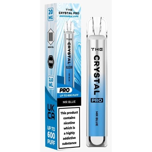 The Crystal Pro Bar 600 Puff Prefilled Vape Pod Device, Mr Blue Flavor