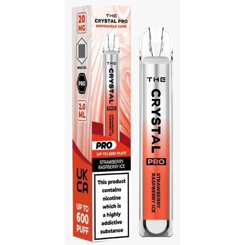 The Crystal Pro Bar 600 Puff Prefilled Vape Pod Device, Strawberry Raspberry Ice Flavor