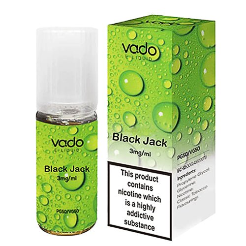 Vado 10ml Nic Salt E Liquid, Pack of 10, Black Jack Flavor