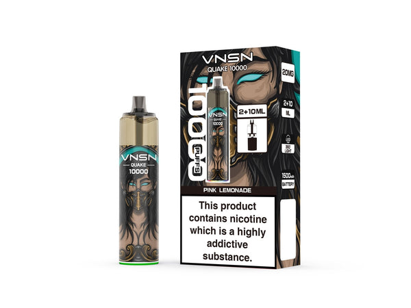 VNSN Quake 10000 Puffs Prefilled Pod Vape Kit Box of 5, Pink Lemonade UK Vaper